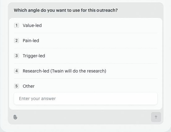 Campaign Brief offers Value-led, Pain-led, Trigger-led, Research-led, and a free-text Other option.