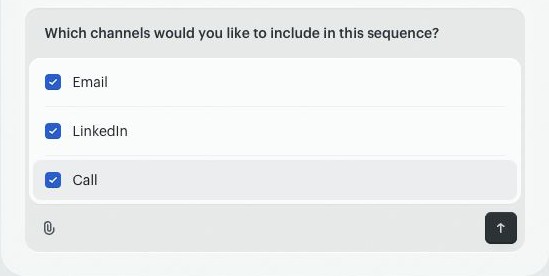 Email, LinkedIn, and Call selected together in the Campaign Brief channel picker.